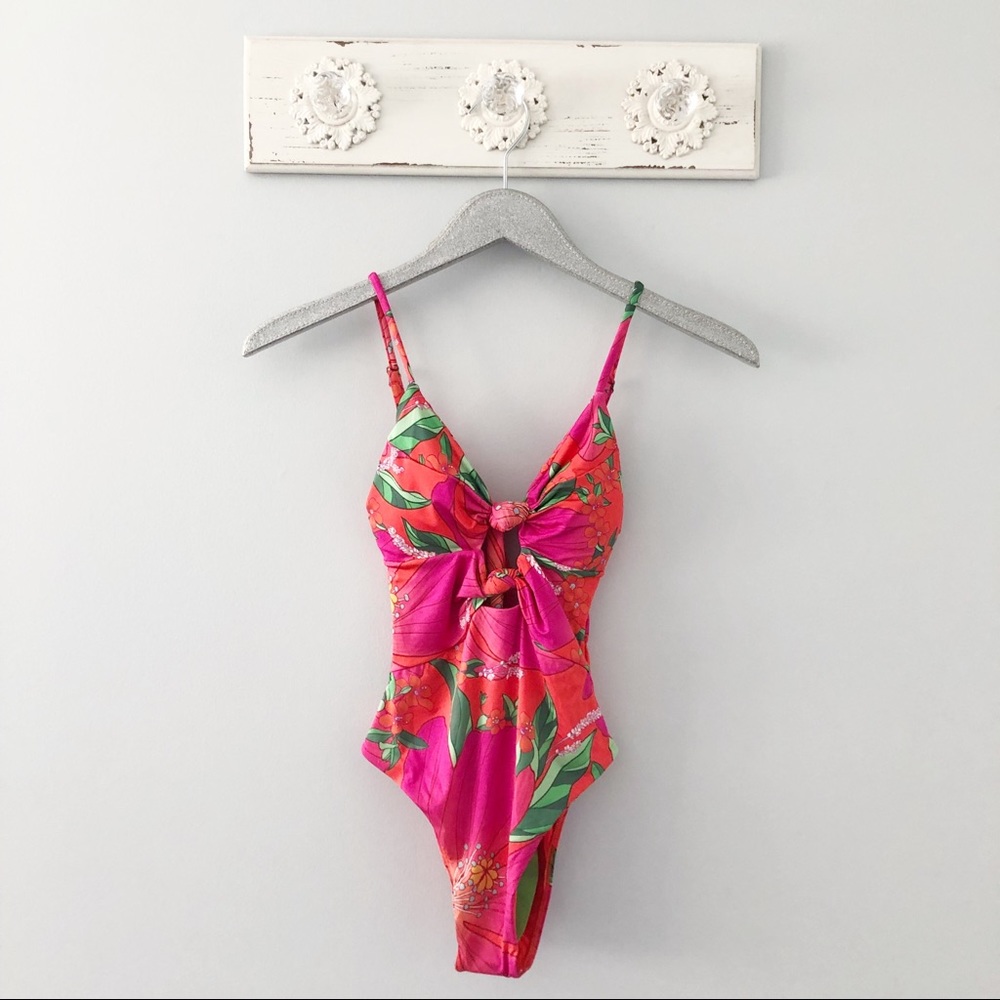 FARM Rio Pink Pietra Floral One Piece Swimsuit NEW